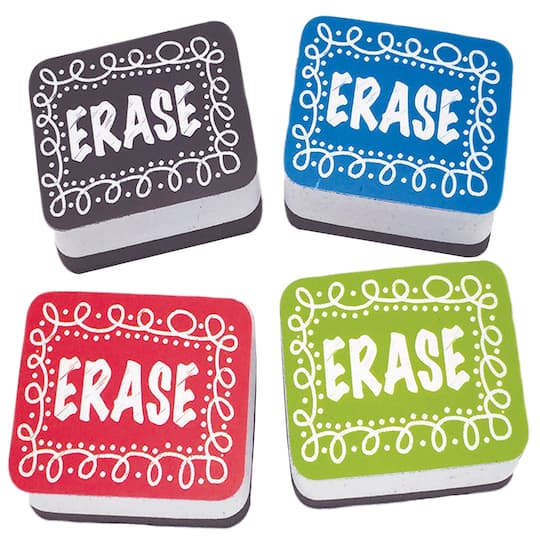Ashley Productions Non-Magnetic Mini Chalk Loop Whiteboard Erasers, 3 Packs of 10